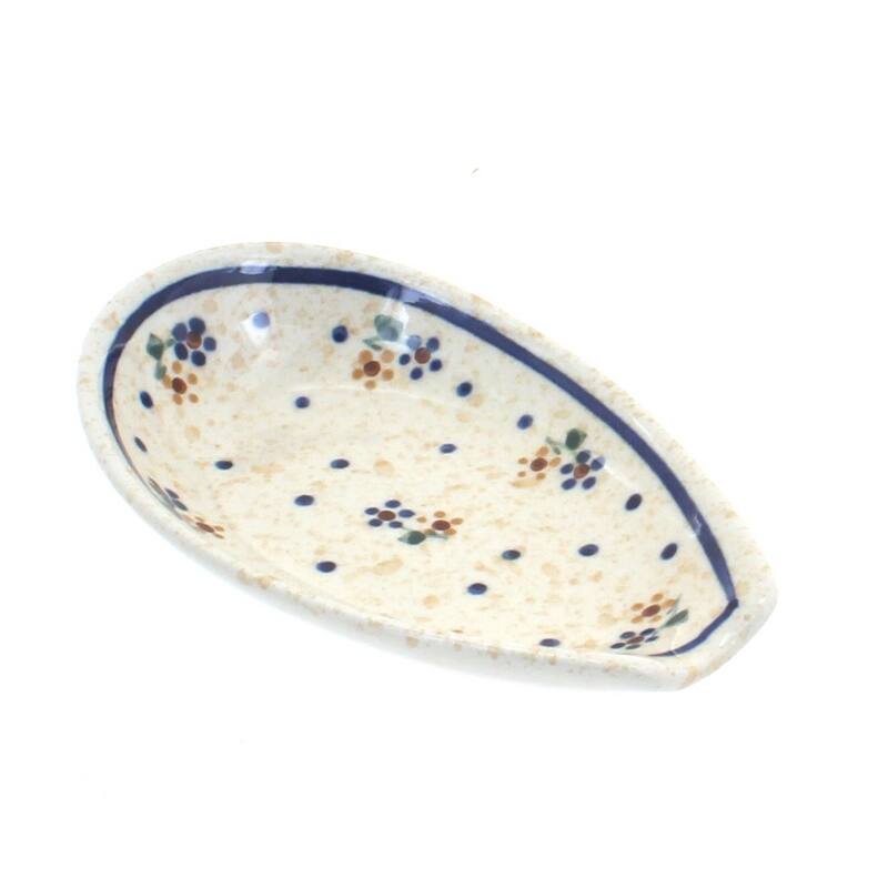 Blue Rose Polish Pottery 1015 Zaklady Small Spoon Rest - Country Meadow