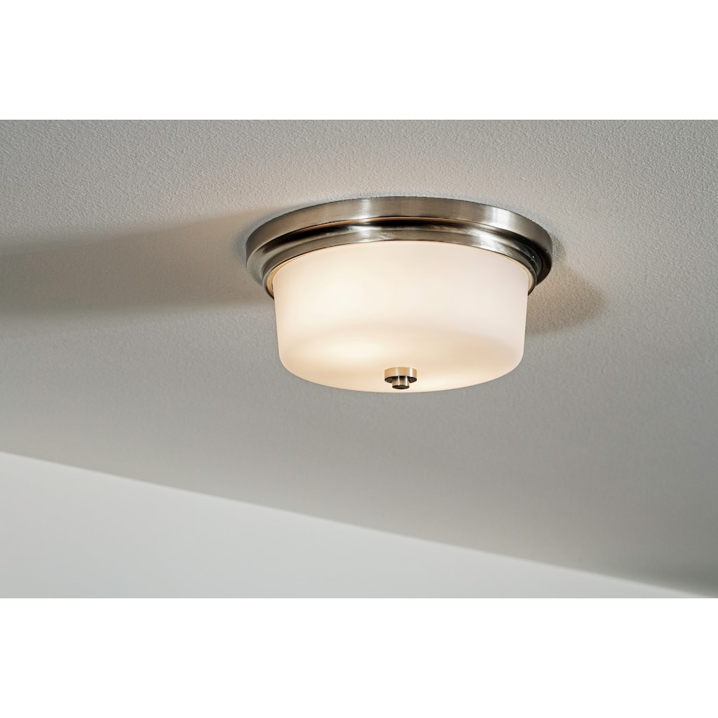 Aubrey Satin Nickel 2-Light Flush Mount Ceiling Light - Satin Nickel