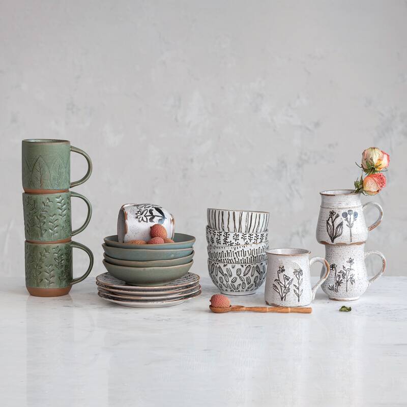 Stoneware Mug with Reactive Glaze and Various Mug Shapes - 5.3"L x 4.0"W x 4.0"H