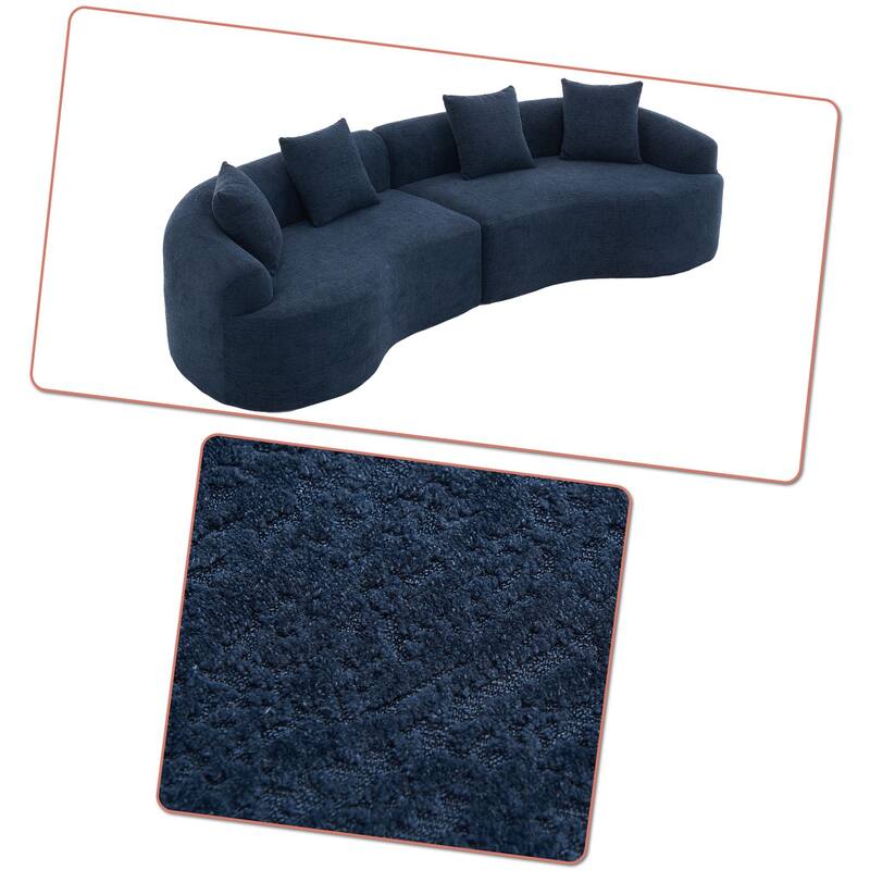 Modern Minimalist 3-Seater Frame-Free Compressed Chenille Upholstered Sectional Sofa