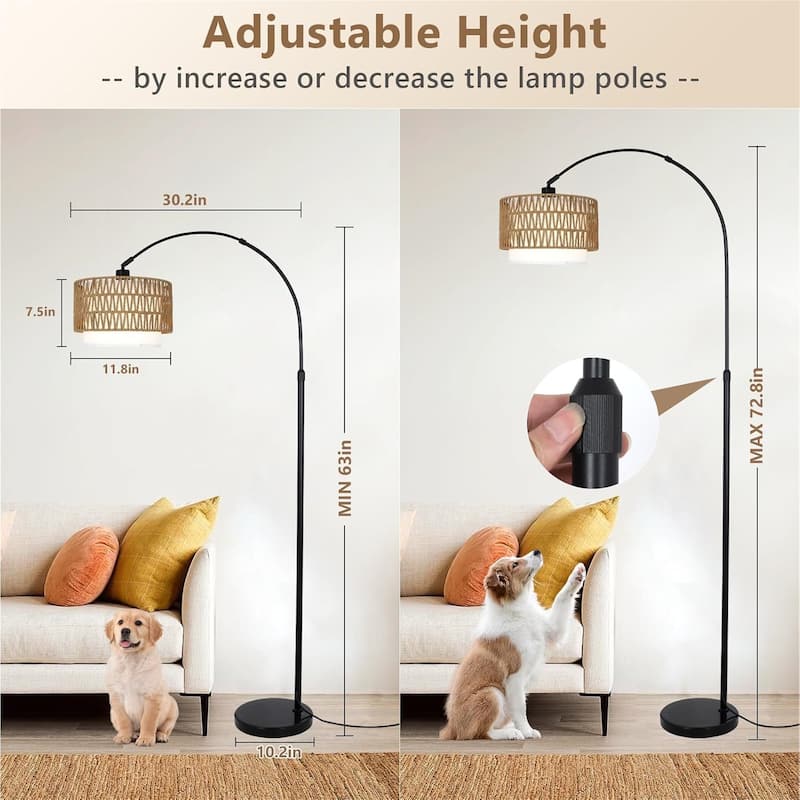 Dimmable Arc Floor Lamp with Remote