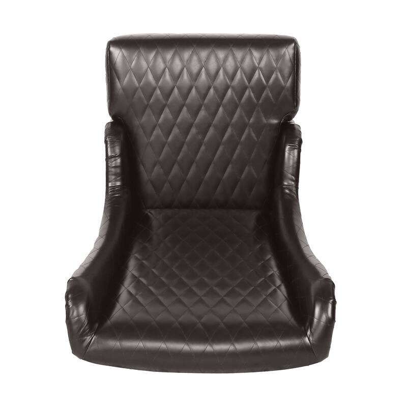 Faux Leather Wingback Chair with Wooden Legs and High Back Support