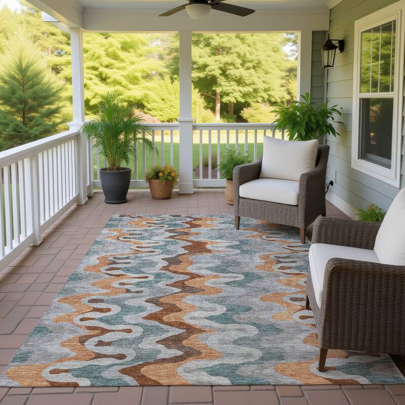 Machine Washable Indoor/ Outdoor Modern Mason Chantille Rug - Silver - 3' x 5'
