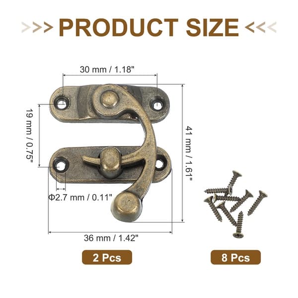 Vintage Lock Latch Hasp – Peach Heart Shape Retro Clasp, Antique Bronze Finish, With 7 Screws For Wooden Boxes