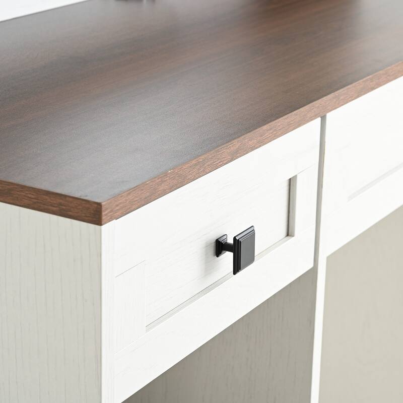 Vanity Desk with Touch Control Light Mirror, Dressing Table Set with Charging Station & Stool, Large Makeup Vanity Table