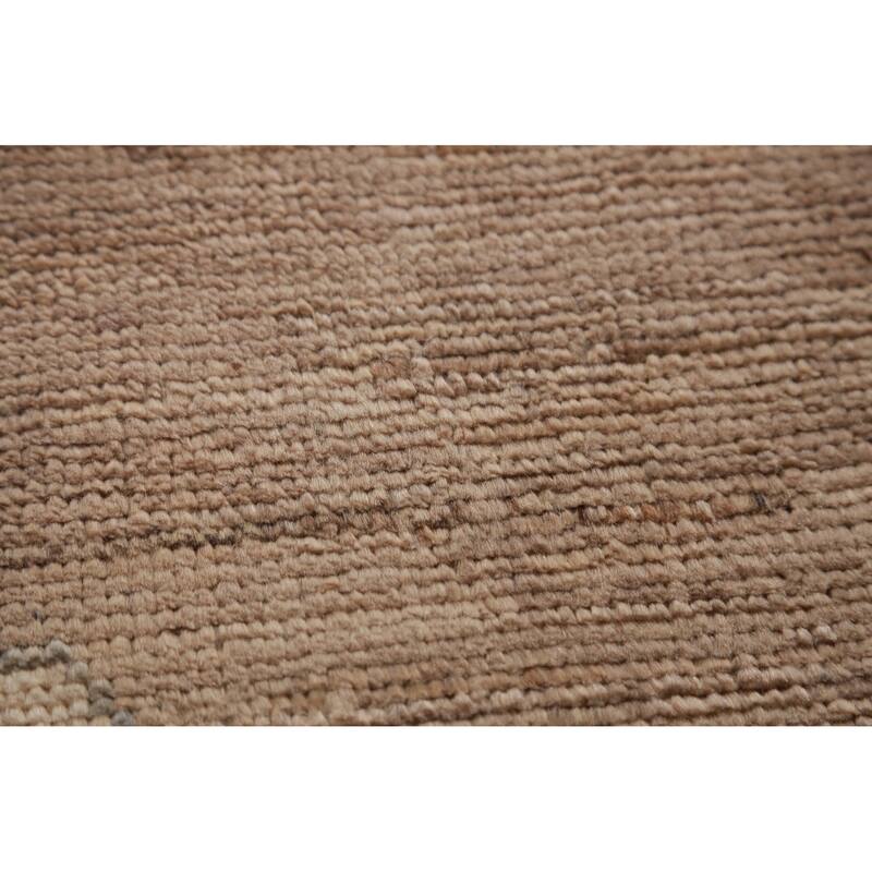 Hand Knotted Oriental 100% Wool Carpet Transitional All-Over Brown Oushak Area Rug - 12' 4'' X 9' 5''