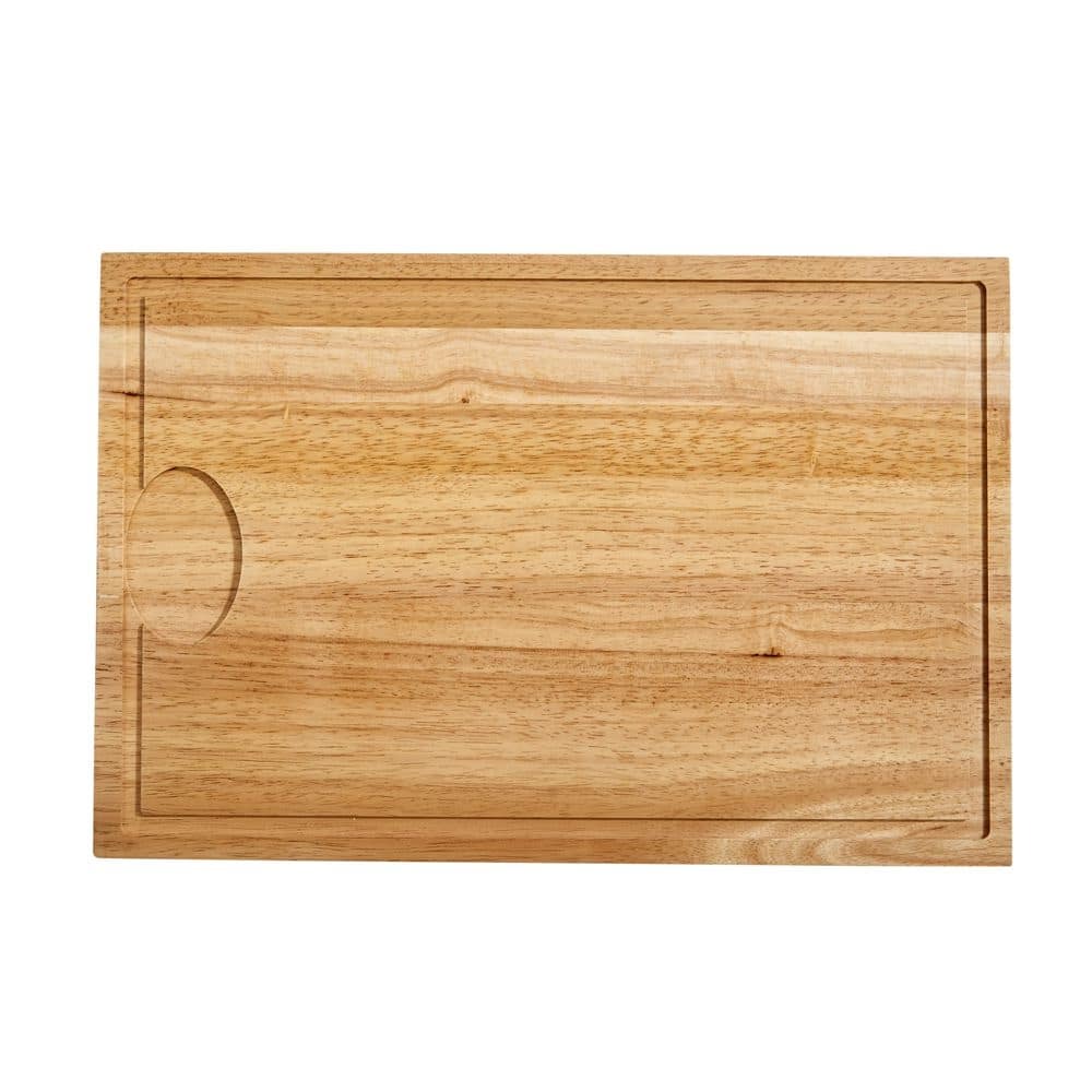 18x12 Thick Reversible Rubberwood Carving Board with Recessed Juice Well for Meat and Veggies - 18" X 12"