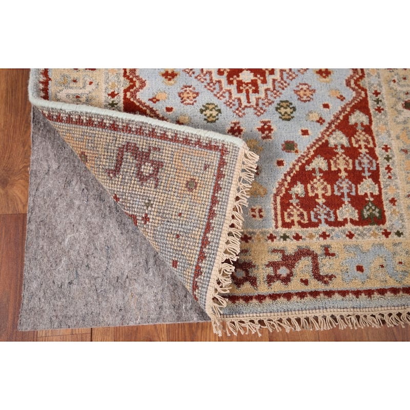 Light Blue Khotan Indian Runner Rug Handmade Wool Carpet - 2'7"x 11'11"