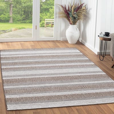 George Towne Living Stylish Lines Luxury Handmade Abstract Wool Area Rug