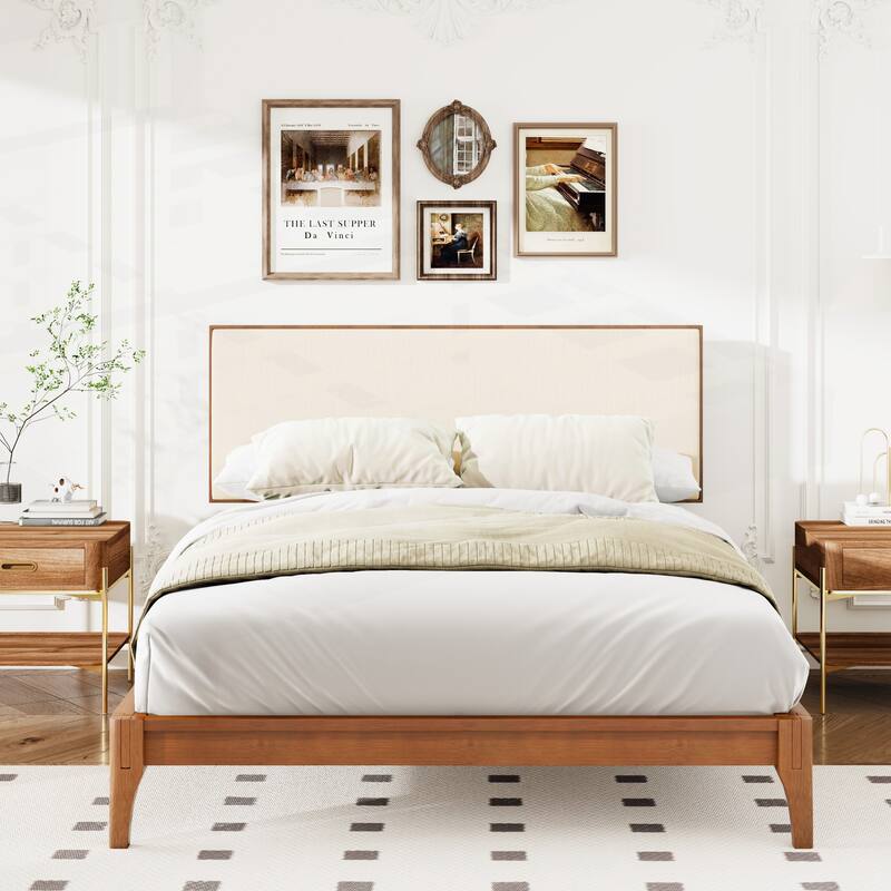Premium Bamboo Platform Bed with Adjustable Headboard and Ample Storage - Brown - King