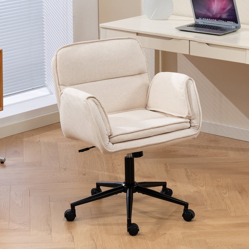 Criss Cross Chair with 5-Gear Adjustable Armrests & Wheels, Ergonomic Thickened Backrest Swivel Desk Chair for Home Office