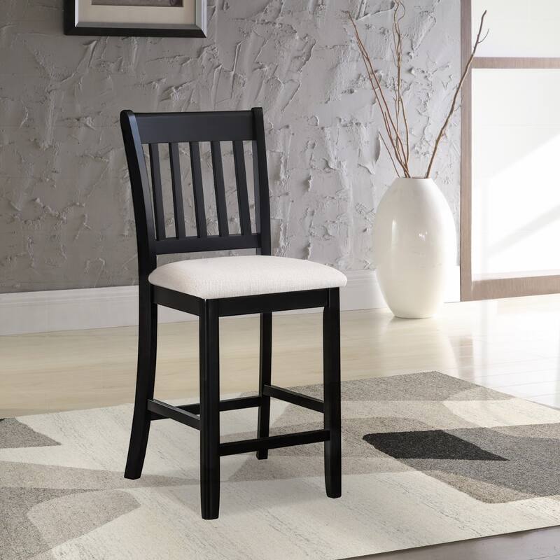 Modern Solid Wood 2 Piece Bar Dining Chair Set with Cushions, Slatted Backrest for Dining Room Kitchen Living Room Bedroom