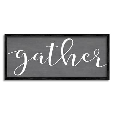 Stupell Gather Rustic Family Calligraphy Cursive Sign Framed Wall Art, Design by Lettered and Lined