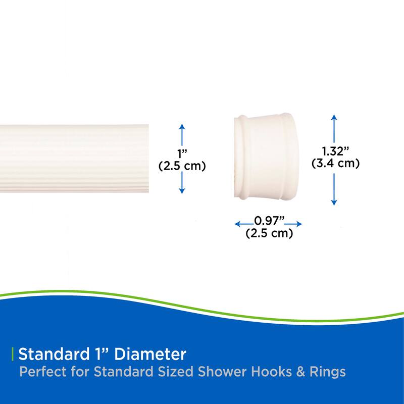 Kenney Twist & Fit No Tools Spring Tension Shower Curtain Rod, 42-72"