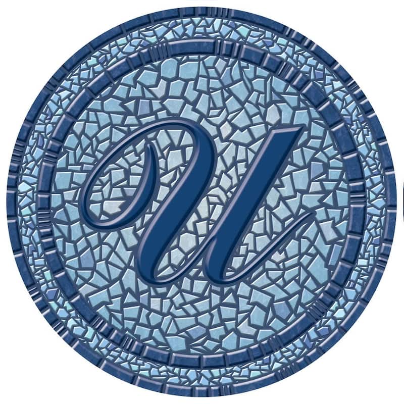 Custom Monogram Decorative Poolmat #2 - Mosaic Pool Art - 29" in Diameter - Letter "U"