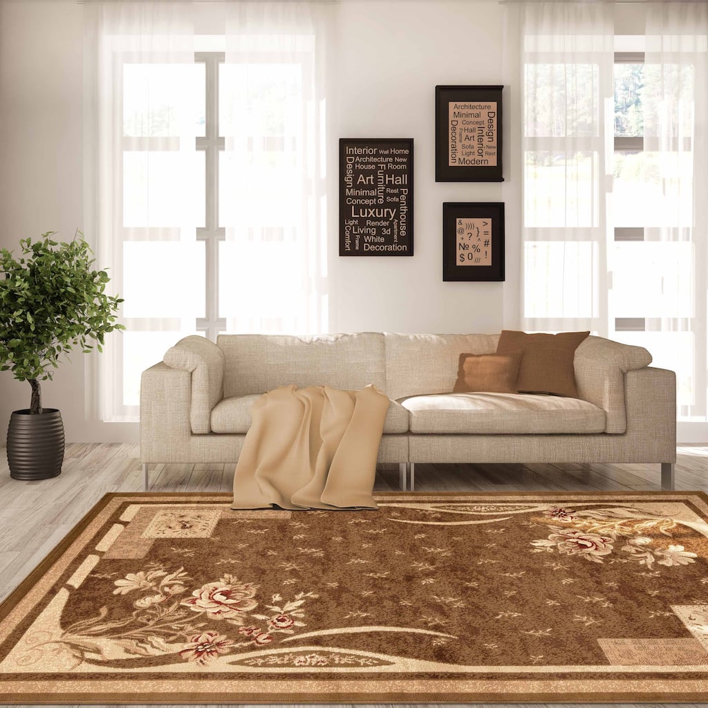Superior Minimalist Modern Floral Power-Loomed Indoor Area Rug