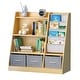preview thumbnail 3 of 4, Kids Bookshelf Wood Toy Storage Organizer Cabinet Children Bookcase Toddler Baby Sling Book Rack 3 Cube Bins Fabric Drawers