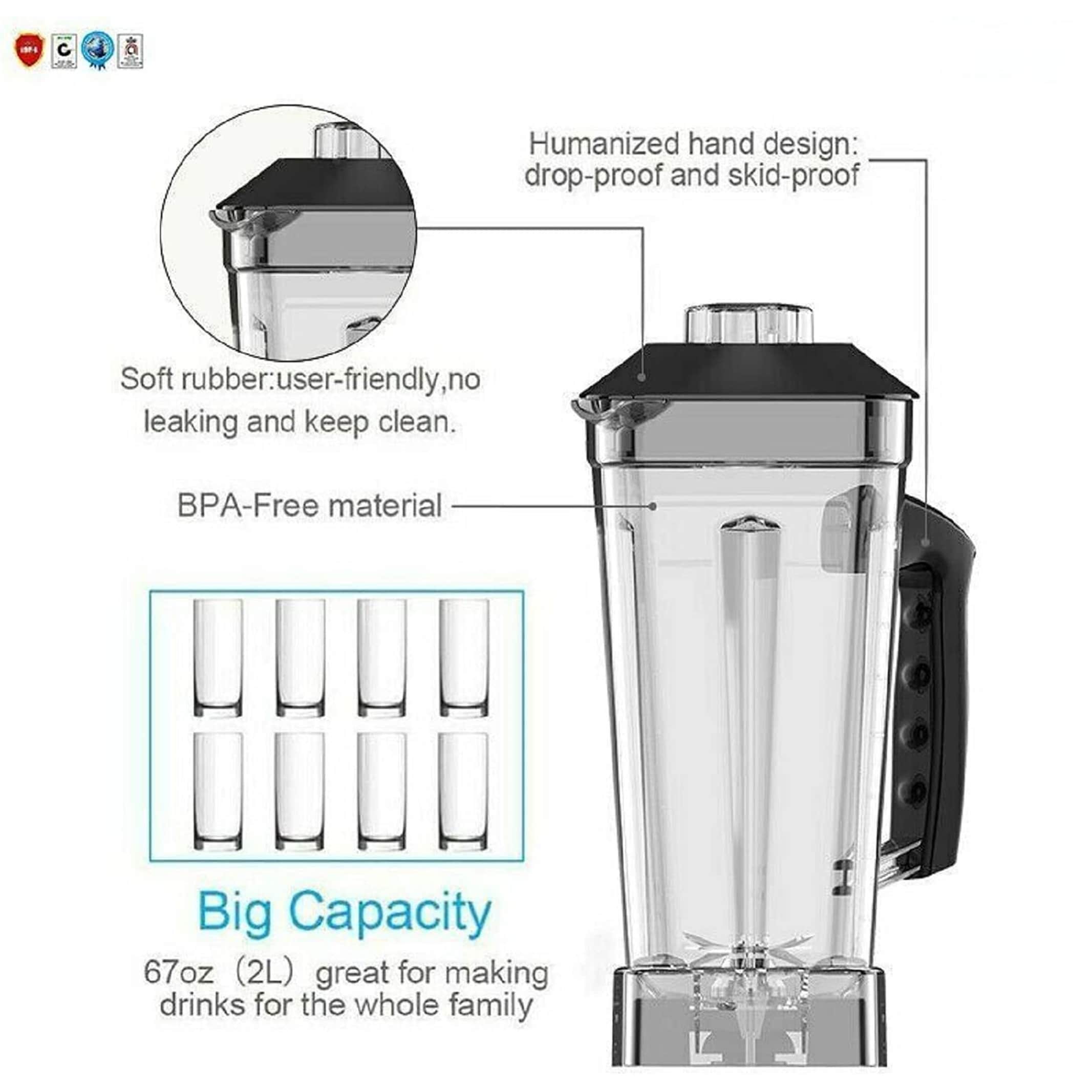 1500W Commercial Blender, Professional Kitchen Juicer Blenders for Drinks  and Smoothies with 67oz BPA-Free Pitcher,Commercial Heavy Duty Blender Food