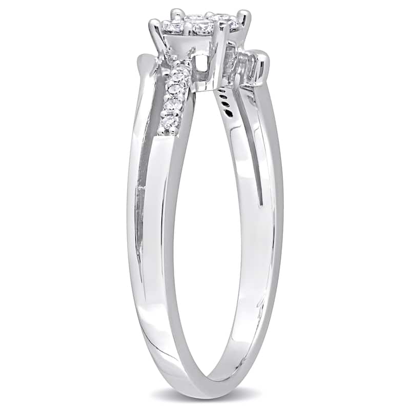 Miadora 1/5ct TDW Diamond Floral Cluster Ring in 14k White Gold