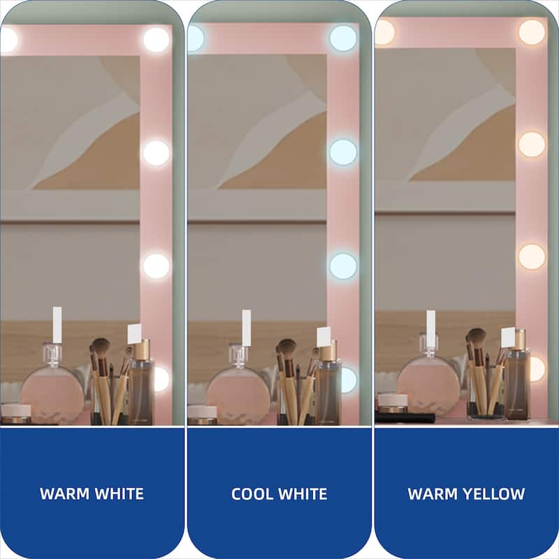 Vanity Desk Makeup Table Light Strip Mirror Dressing - 35.4"L x 15.7"W x 53.5"H