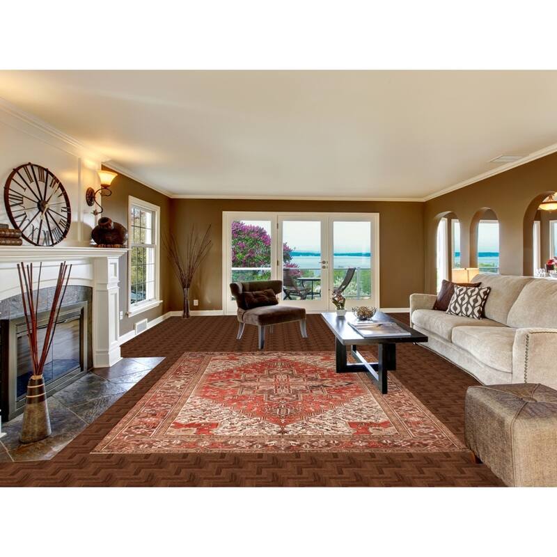 Geometric Red Heriz Persian Vintage Area Rug Handmade Wool Carpet - 6'11"x 9'10"