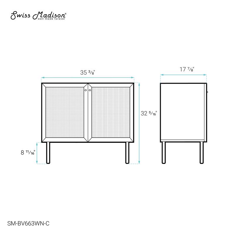 Swiss Madison Chaux 36" Freestanding Bathroom Vanity Cabinet without Top in Brown Oak