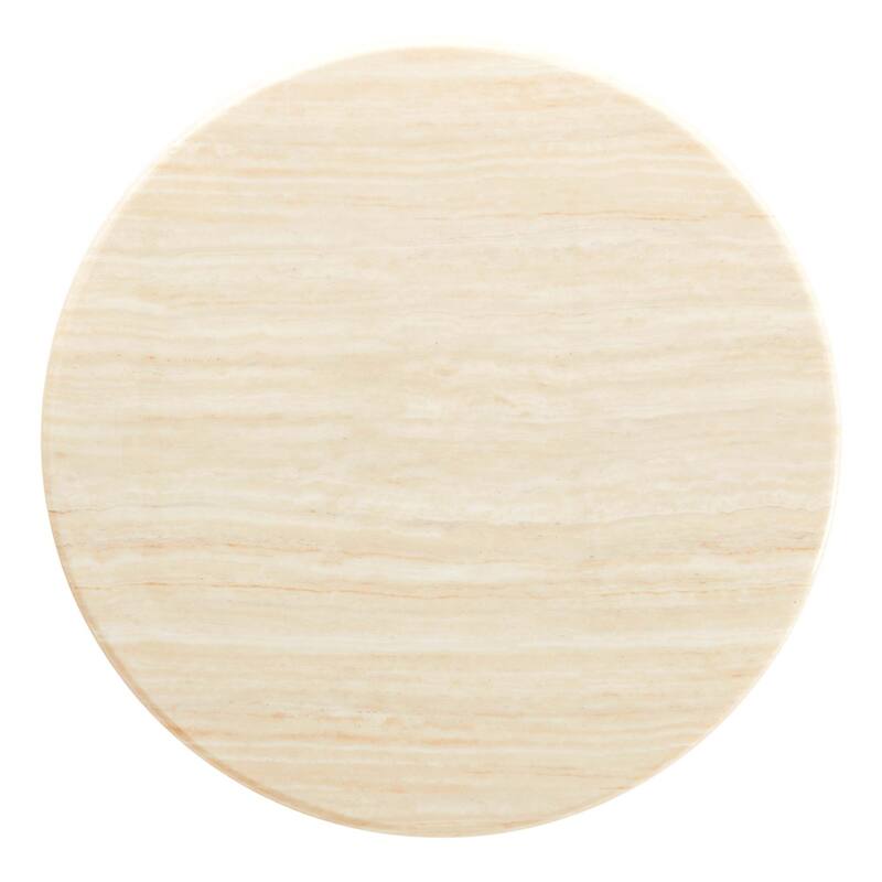 Lippa 36" Round Artificial Travertine Coffee Table - Black