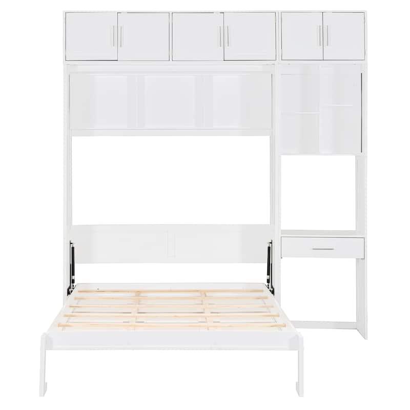 Full Murphy Bed with Desk & Top Storage