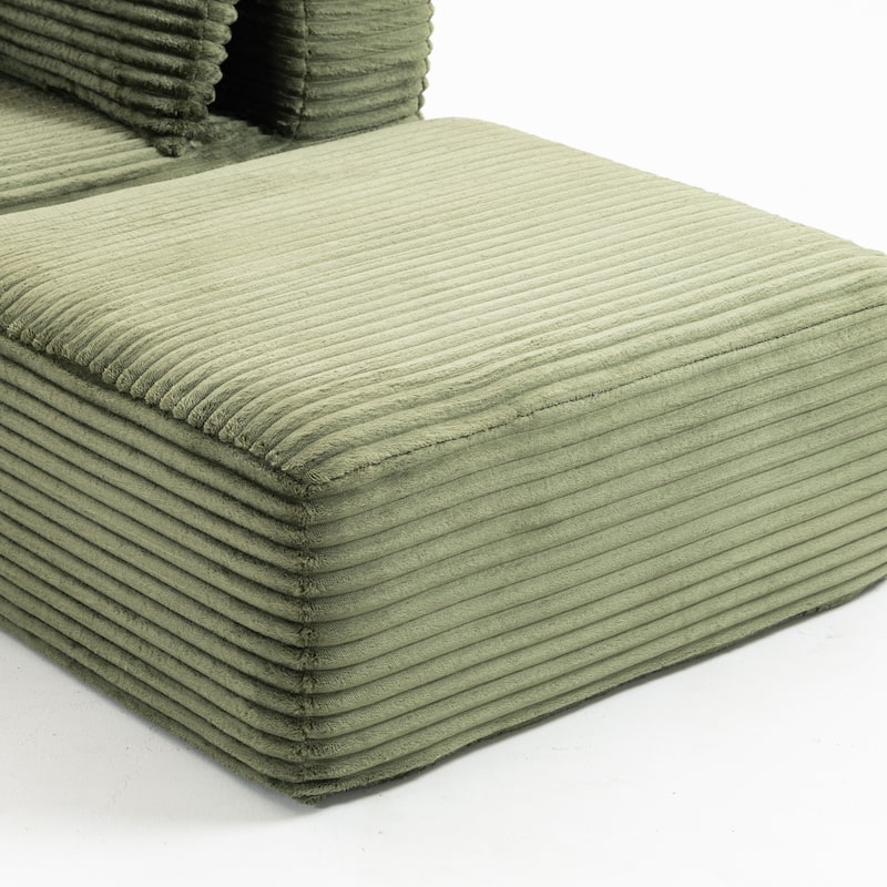 Floor Standing Deep Seat Sofa Corduroy Modular L-shaped Sectional Sofa with Chaise Lounge Compressed Sofa with Ottoman