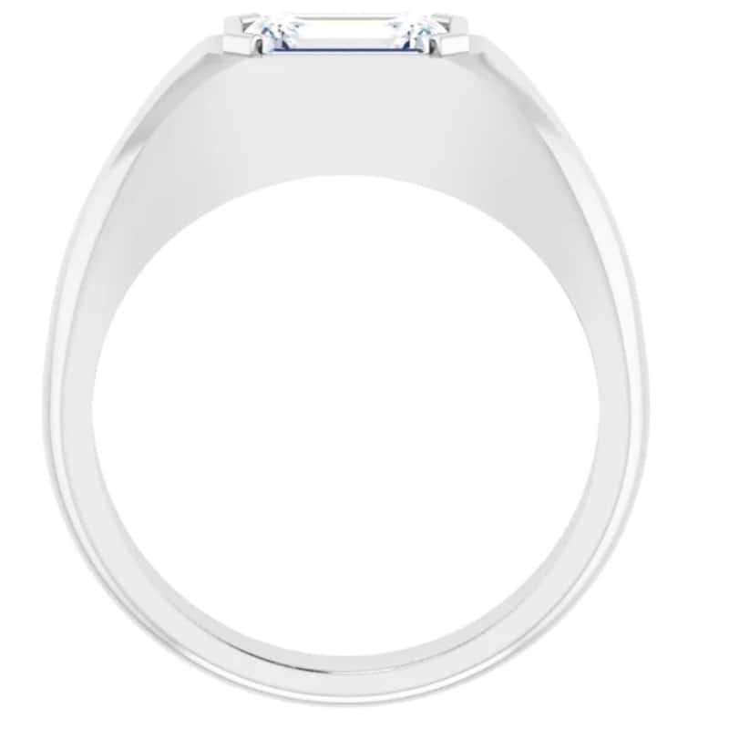 1 3/8Ct Emerald Cut Solitaire Men's Bezel Ring in Gold Lab Grown