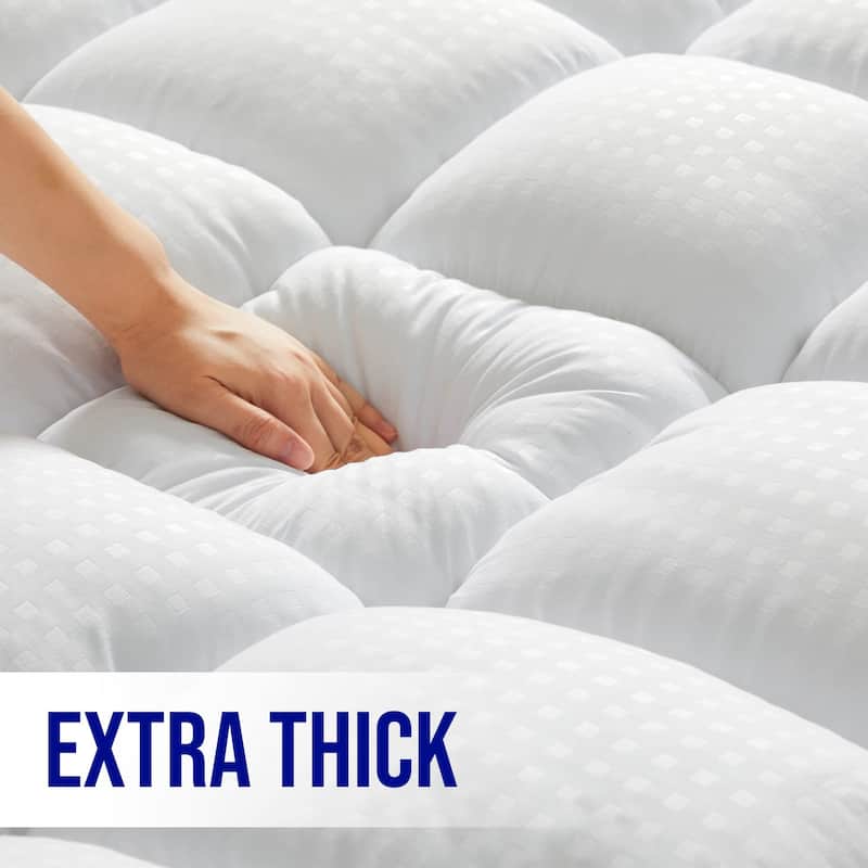 Extra Thick&Down Alternative Mattress Topper With 8-21 Inch Deep Pocket