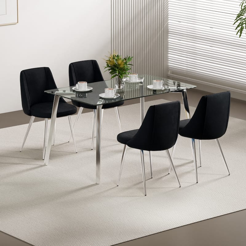 Modern simple velvet dining chair,set of 4