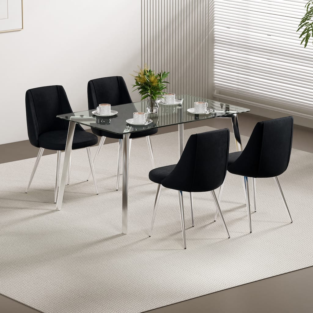 Modern simple velvet dining chair,set of 4