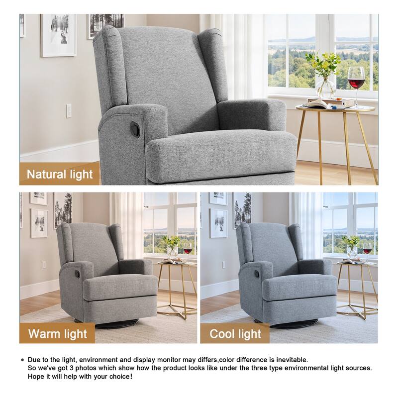 Swivel Wingback Glider Rocker Nursery Recliner Chair