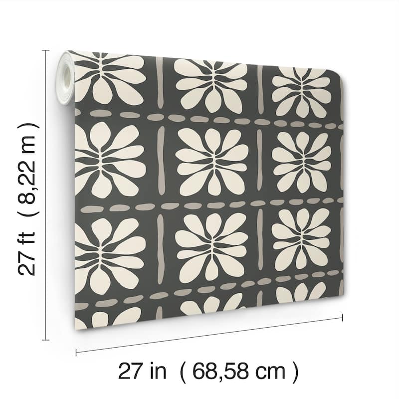 York Wallcoverings Mimosa Fleur Carbon Black Wallpaper