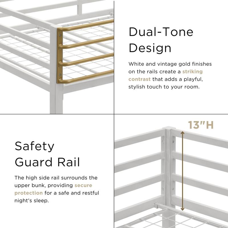 Furniture of America Haven Twin Size Metal Junior Loft Bed with Ladder.