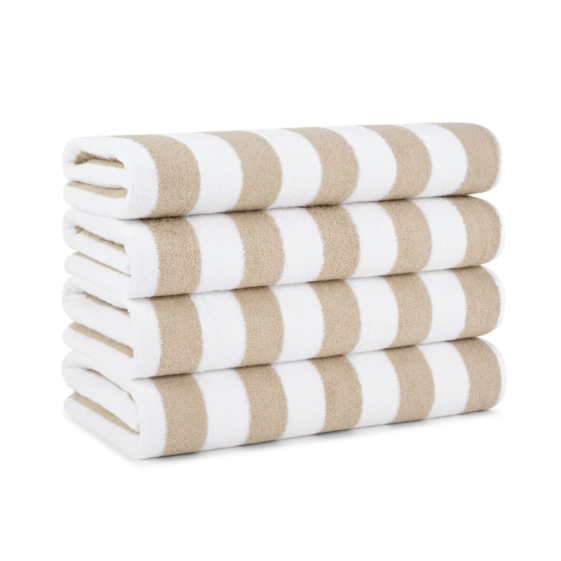 Arkwright California Cabana 4-Piece striped Beach Towel Set - 30x70 - Beige