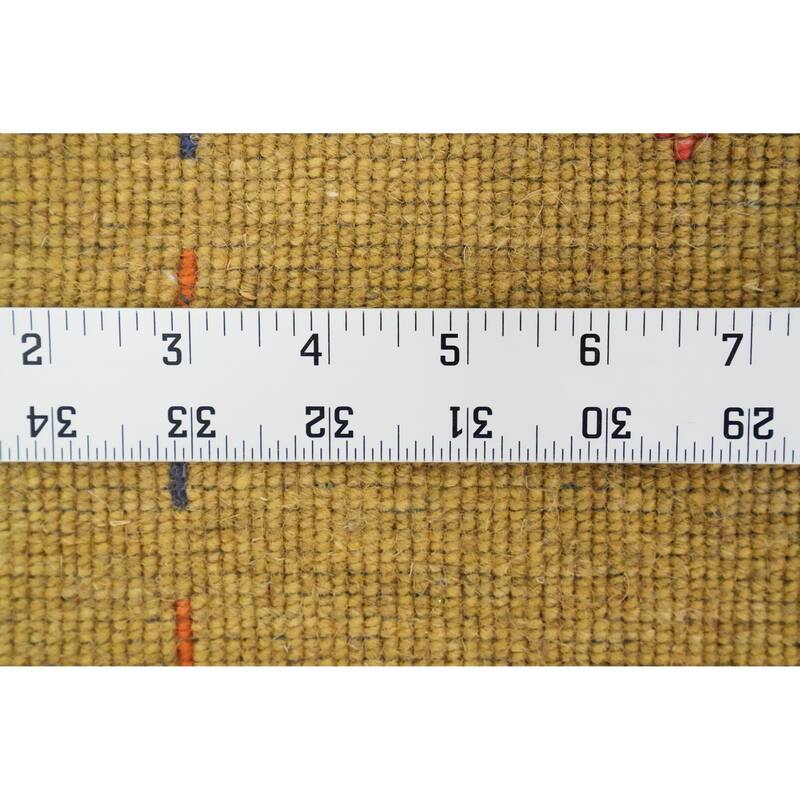 Hand Knotted Oriental 100% Wool Carpet Tribal Animal Pictorial Yellow & Gold Gabbeh Area Rug - 3' 0'' X 2' 0''