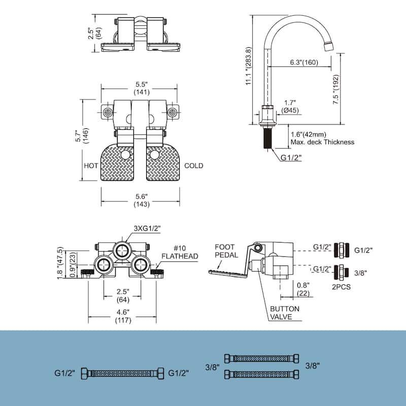 WOWOW Dual Temperature Pedal Valve Faucet