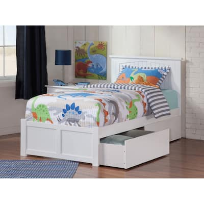 AFI Nantucket Twin Platform Bed with Footboard and Storage Drawers in White