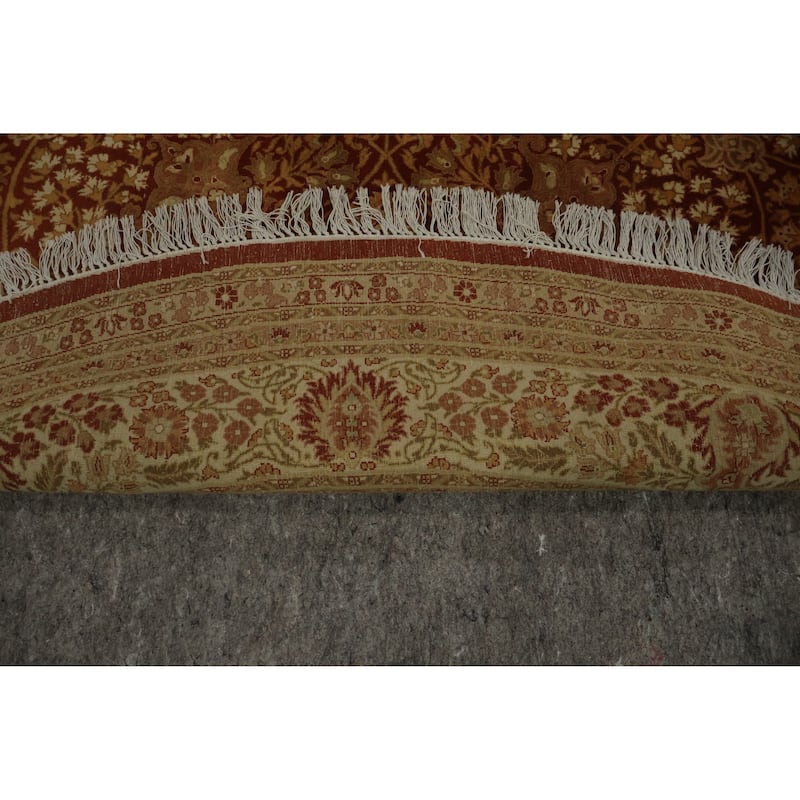 Hand Knotted Oriental 100% Wool Carpet Traditional Floral Oranges & Rust Tabriz Area Rug - 8' 0'' X 8' 0''