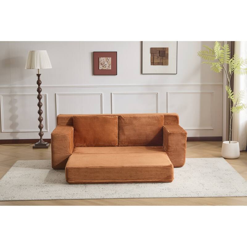 Loveseat Sofa, Comfortable Deep Seat Sofa Bed, Modern Small Corduroy Couch for Living Room Bedroom