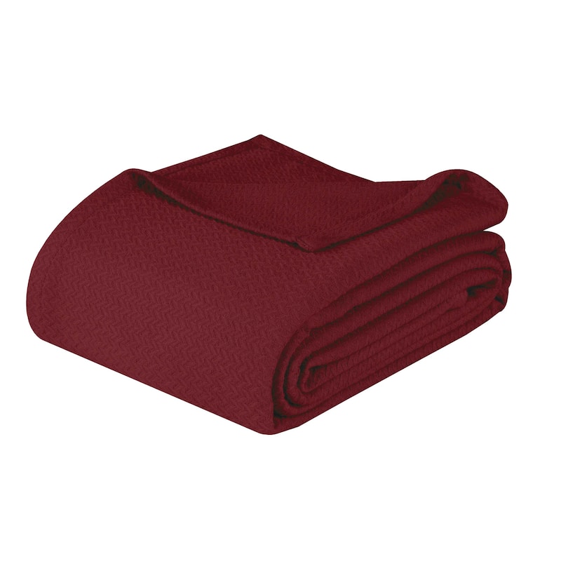 Superior Nobel Cotton Textured Chevron Lightweight Woven Blanket - California King - Burgundy