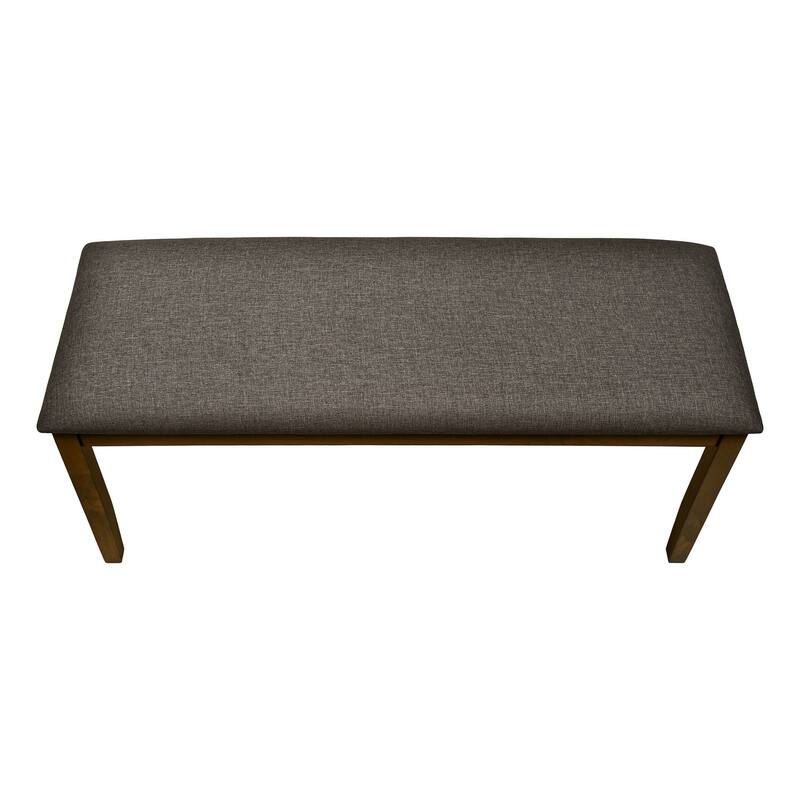 Bench, 42" Rectangular, Wood, Upholstered, Dining Room, Kitchen, Entryway, Brown And Beige, Transitional