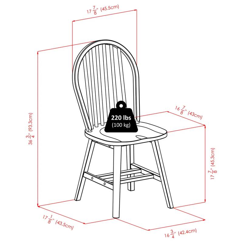 Spindle Arched Back Chair Set - 36.75 - Black - Set of 2