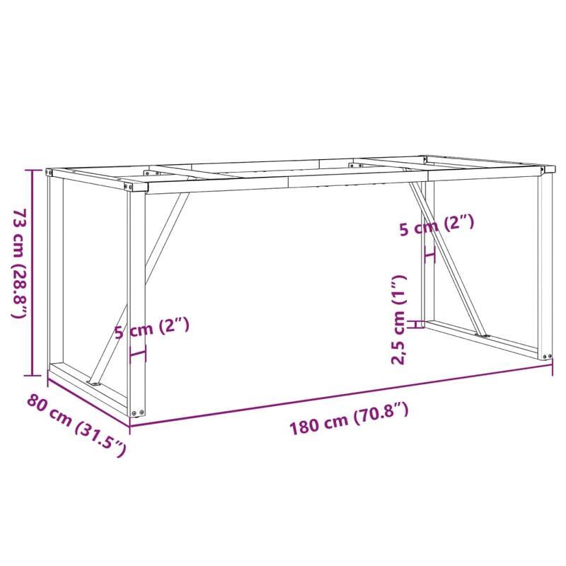 vidaXL Dining Table Legs O-Frame 70.9"x31.5"x28.7" Steel - 70.9 x 31.5 x 28.7