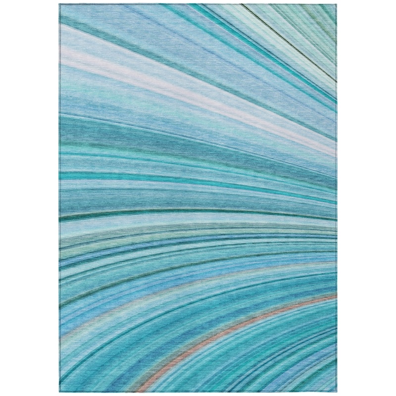 Machine Washable Indoor/ Outdoor Chantille Modern Burst Rug