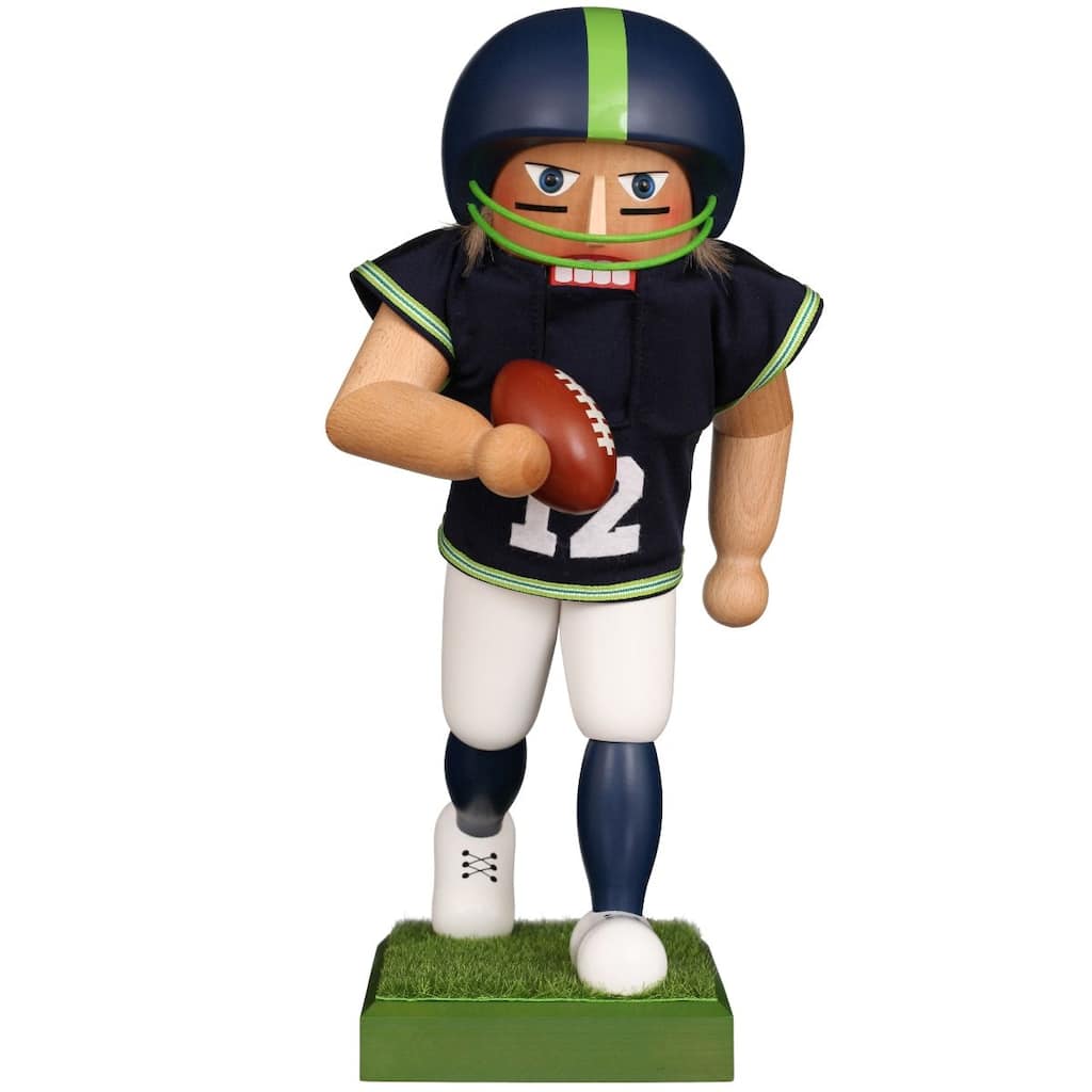 16.25" Brown Green Christian Ulbricht Football Star Nutcracker Decor