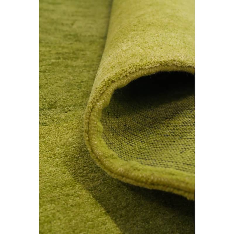 Hand Knotted Oriental 100% Wool Carpet Modern Stripe Green Gabbeh Area Rug - 6' 8'' X 4' 11''