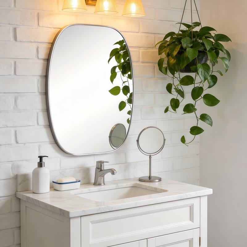 30x40 in Metal Framed Oval Vanity Bathrrom Mirror for Wall